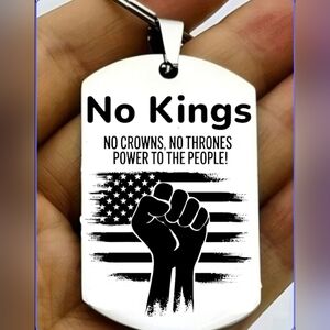 No Kings No Power No Thrones Power To People Stainless Steel Keychain